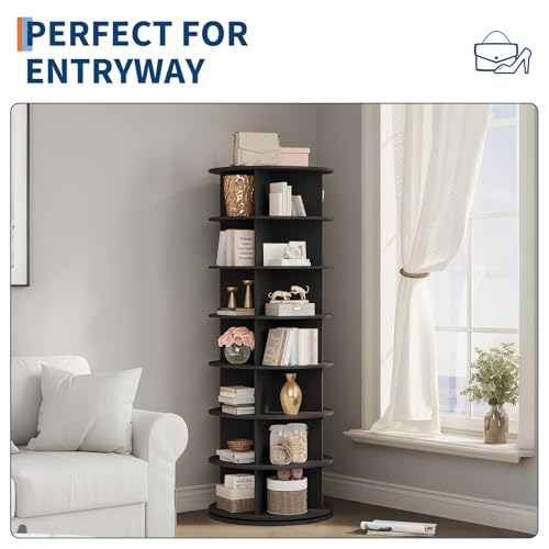GarveeHome 7 Tier Rotating Shoe Rack Tower, 360° Revolving Free Standing Spinning Shoe Organizer, Vertical Spinning Shoes Display, Shoes Rack Storage Round Carousel, Rotate Shoes Closet Organization