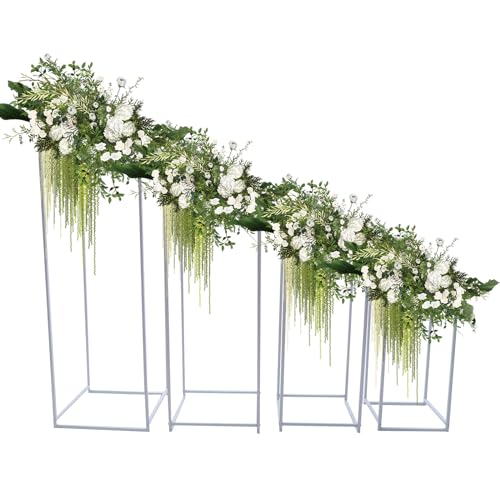 4 supporti per fiori per matrimoni, centrotavola, 45/60/75/90 cm, in metallo, colore bianco, supporto per fiori di nozze, colonna di fiori per decorazioni per la casa, soggiorno, feste