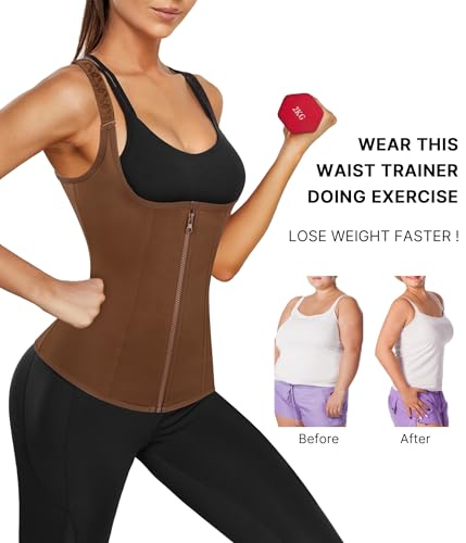 Image of Nebility Waist Trainer for Women Corset Shapewear with Zipper Women's Waist Cincher Tank Top with Adjustable Straps