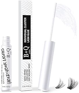 Cluster Lash Glue 5 ML B&Q LASH Bond Transparent Long Lasting Eyelash Glue for DIY Eyelash Extension Lash Cluster Glue Mascara Glue for Lash Clusters Waterproof Glue for Cluster Lashes (Clear,5ml)
