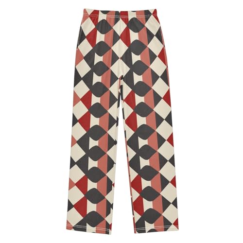 Boys' Pants Irregular Red Black Checkerboard Dots Long Bottoms Jogger Pants Elastic Waist Trousers with Pockets S-XL
