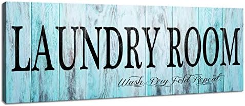 DYYJ Home Artwork - Laundry Room Sign Wall Decor Canvas Wall Art Prints for Rustic Laundry Rules 1 Piece Size 6x17inch