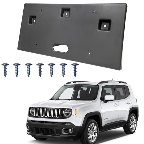 GZVKE Front License Plate Frame Tag Holder Mounting Bracket Fits for Jeep Renegade 2015-2018 Textured Black Replace CH1068137 68256471AA