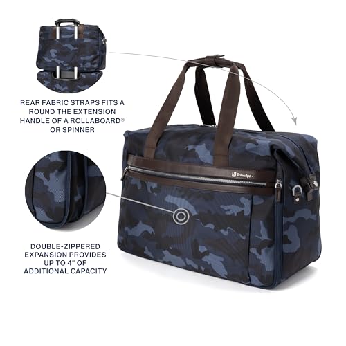 Image of Travelpro Platinum Elite Carry on Soft Travel Duffel Bag, Weekender, Gym Bag, Men and Women, Navy Camouflage, 19 Inch