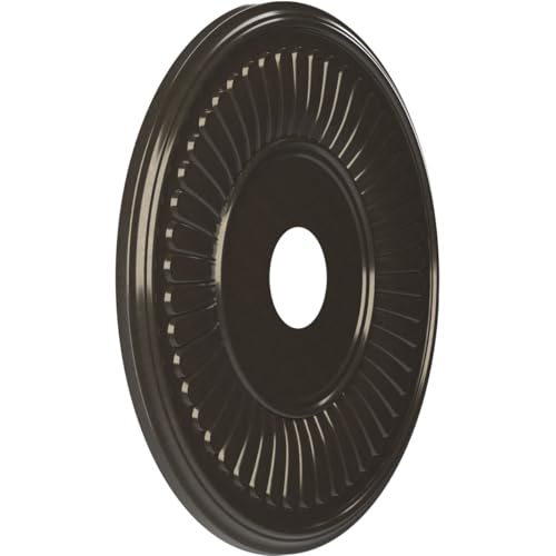 Image of Ekena Millwork CMP19BECCH Berkshire Thermoformed PVC Ceiling Medallion (Fits Canopies up to 8 3 /8 inch), 19 inchOD x 3 1 /2 inchID x 1 inchP, Metallic Charcoal