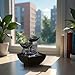Zen'Light - Zimmerbrunnen Boro Wasserfall Zen relaxend mit farbigem LED-Licht- Dekoration Wohnzimmer, Schlafzimmer, Büro - Meditation und Entspannung - Tischbrunnen Geschlossener Kreislauf - H 18cm