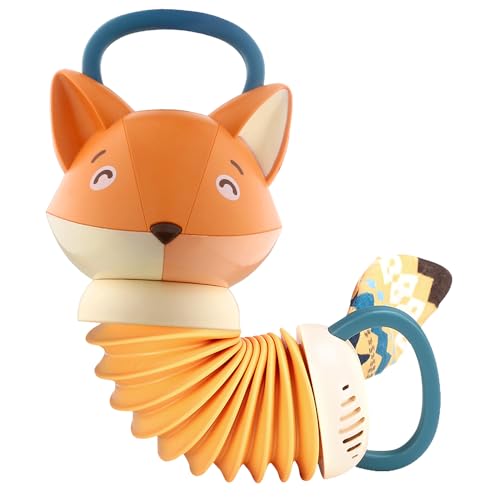 Image of Caterbee Baby Fox Musical Toy - On-The-Go Entertainment with Classical Melodies, Accordion Stretch, and Squeaky Fun for Developing Motor Skills - Perfect for Strollers, Car Seats, and Travel (Fox)
