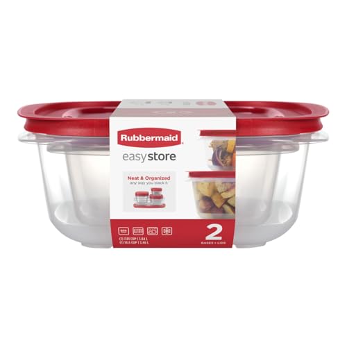 Image of Rubbermaid 7.81- and 14.66-Cup EasyStore Square Containers, 2 Pack, Food Storage Containers, Food Storage Containers with Lids