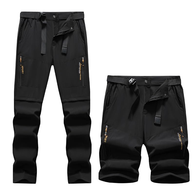 Men's Convertible Hiking Pants, Quick Dry Outdoor Cargo Pants, Zip-Off to Shorts, Removable into Shorts via Zipper