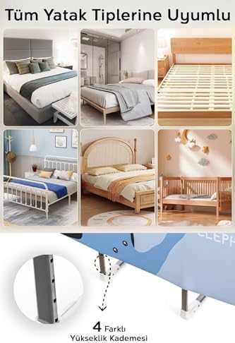 Meleni Baby 120x42 cm Katlanır Bebek Yatak Bariyeri - Fil Figürlü Koruma Güvenlik Bariyeri Baza Korkuluğu - Görsel 4