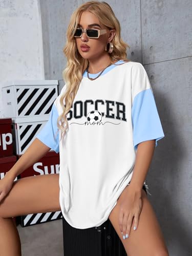 Image of ALLTB Soccer Cup 2026 Shirt Soccer Mom Shirts Women Oversized Football Match Season Jersey Bow T-Shirt Short Sleeve Top