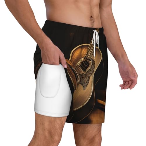Men's Swim Trunks Quick Dry Board Shorts Old west Guitar Beach Shorts with Pocket Bathing Suits for Men2