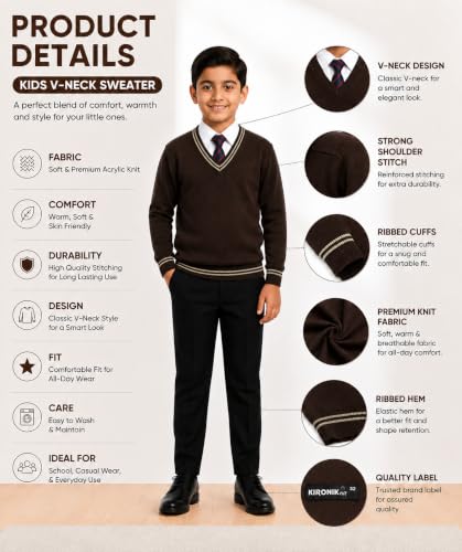 Image of Boy's School Uniform Lining Full Sleeves Sweater - Daffodil