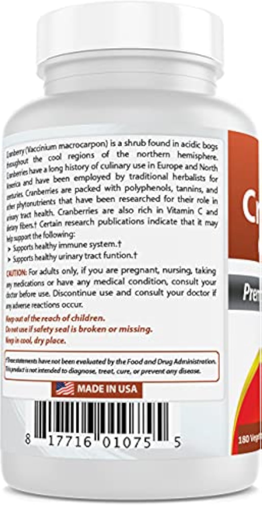 Cranberry Supplement, 3X Strength, 12600mg, 180 Veggie Capsules