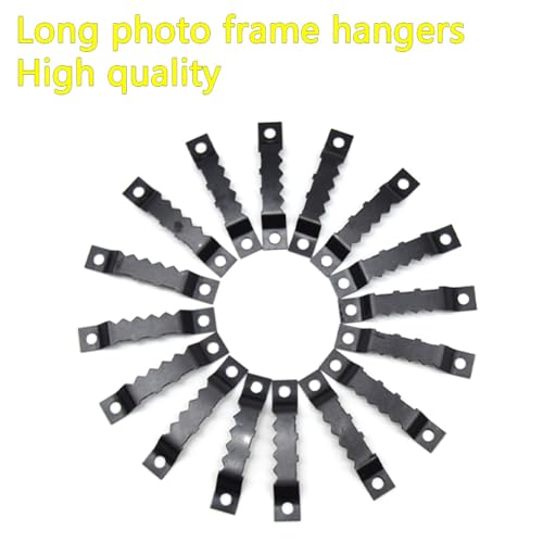 Image of 100 Pcs Sawtooth Hangers Picture Hanging Kit 1.77in Sawtooth Picture Hangers Picture Hooks with Screws Picture Frame Hangers for Photos Artwork Clock (Black /XK-JC)