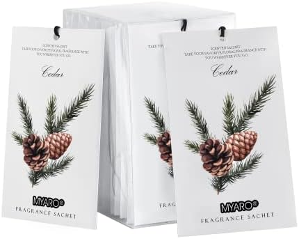 MYARO Cedar Scented Sachets Bag, 12 Pack Long-Lasting Scented Sachets for Drawers and Closet Home Air Freshener Sachet Packets Cedar Wood Sachets Smell Goods for Home Fragrance Sachet Potpourri Bags