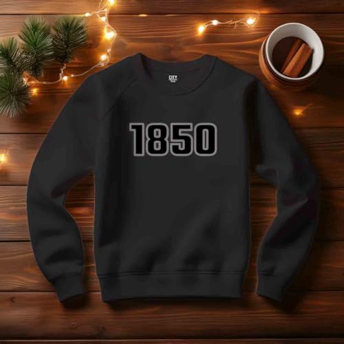 Sweatshirt 1850 noir unisexe coton chaud col rond décontracté - 3