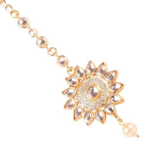 Touchstone Indian Bollywood Traditional Sun Flower Kundan Polki Look Faux