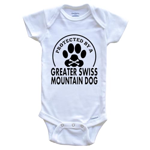 Protected by A Greater Swiss Mountain Dog Funny One Piece Baby Bodysuit