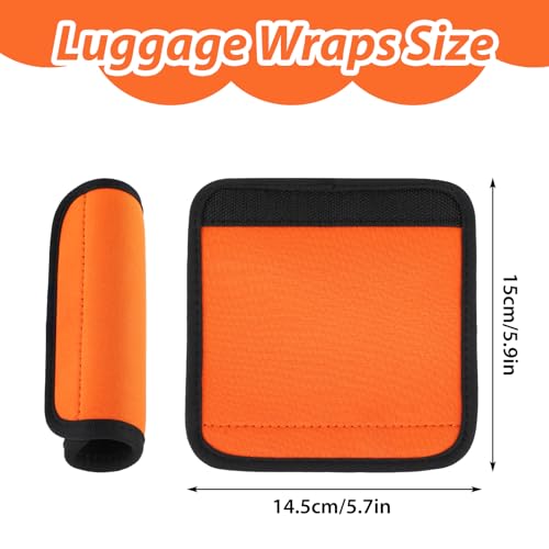 2Pack Luggage Handle Wrap for Suitcase Travel Essential Bright Orange Color Soft Luggage Identifiers for Suitcases Neoprene Material Comfortable Suitcase Handle Wraps for Traveling