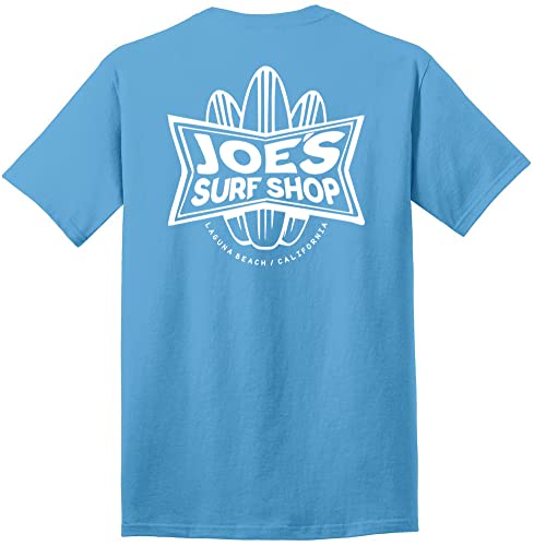 JOES SURF SHOP Men's Surfboards Logo Heavyweight Cotton Tee-Tall-4XLT-Aquatic/w