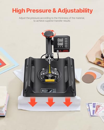 Image of VEVOR 8 in 1 Heat Press Machine 15x15 Inch, 360 Swing Away Tshirt Press, Digital Professional Sublimation Heat Transfer for T Shirts Hat Cap Mug Plate