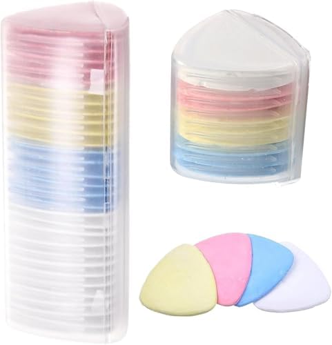 AEIMIAIDE 40pcs Triangle Tailors Chalk, SWashable Fabric Marker with Plastic Storage Box, Triangle Chalk Pencils for Tailoring, Quilting, Crafting, Fabric Marking