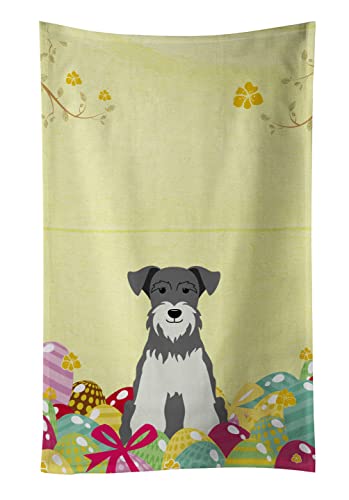 Caroline's Treasures BB6054KTWL Easter Eggs Miniature Schnauzer Salt and Pepper Kitchen Towel Dish Cloths Guest Hand Towel Decorative Bathroom Towel for Face,Tea, Dishcloth, Kitchen and Bath