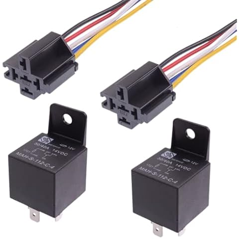 Meishuo 12V 40A 5-Pin Automotive Car Changeover Relay With Mounting Bracket Wiring Harness DIY Auto (2 Pairs Relay & Harness) Cover