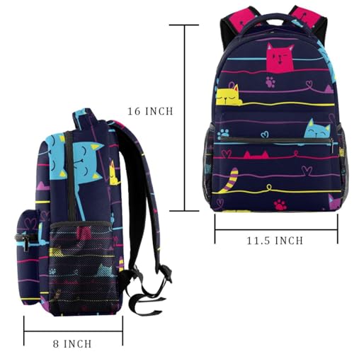 Sac de voyage décontracté et spacieux à motif chat avec bretelles confortables pour filles