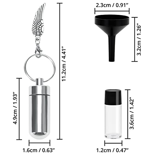 Belle Vous Silberner Asche Anhänger für Gedenken an Verstorbene (4 STK) 4,9 cm - Engels-Flügel Anhänger aus Aluminiumlegierung - Schlüssel- & Kettenanhänger zum Befüllen