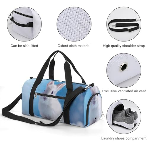 Cute Bunny Gym Bag Travel Duffel Bag Sports Tote Bag Workout Bag Weekender Bag for Women Men3