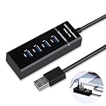 H302S USB 3.0 Hub for Laptop with 2ft Long Cable, Multi-Port Expander for Fast Data Transfer, Compatible with Windows PC, Mac, Printer, Mobile HDD，for Laptop and Desktop Connectivity