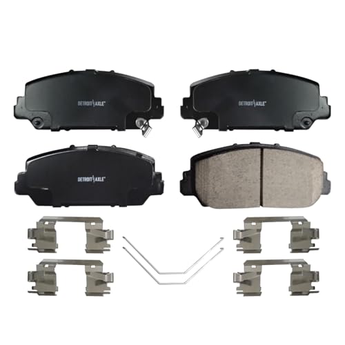 Image of Detroit Axle - Front Rear Brake Pads for Acura 2014-2020 RLX, Ceramic Brake Pads with Hardware 2015 2016 2017 2018 2019 Replacement