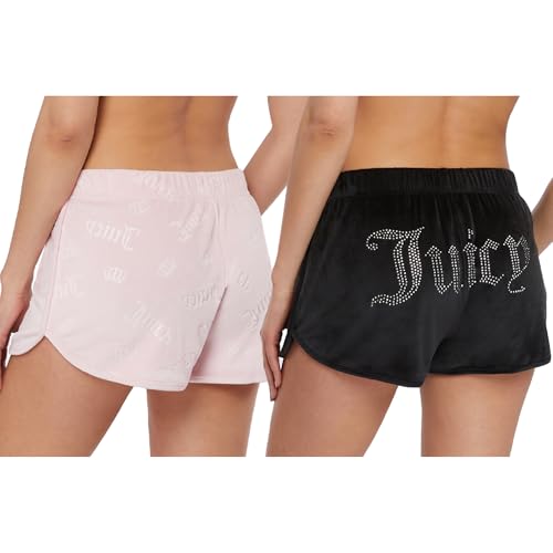 Image of Juicy Couture Women's 2-Pack Sleep and Lounge Velvet Fleece Dolphin Shorts