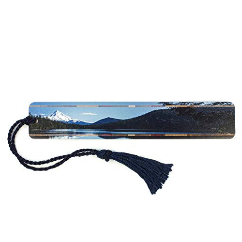 Wooden Bookmark – Peaceful Lake Scene with Snowcapped Mountain and
