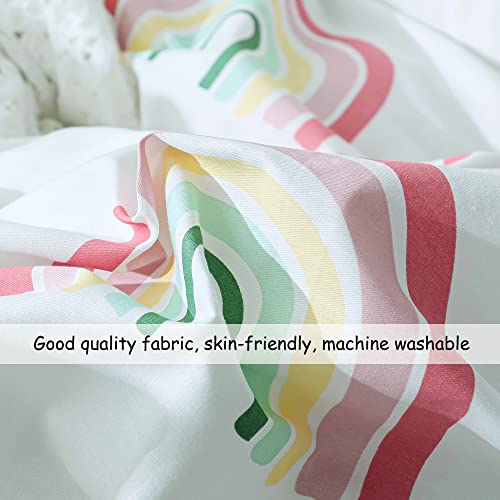 Dreamingo Lightweight Rainbow Duvet Cover Queen White Rainow Bedding Sets Soft 100% Cotton Rainbow Duvet Cover Full Size Cute Rainbow Comforter Cover Set For Girls Kids Teens Bedroom Kawaii Bed Cover #TOP4