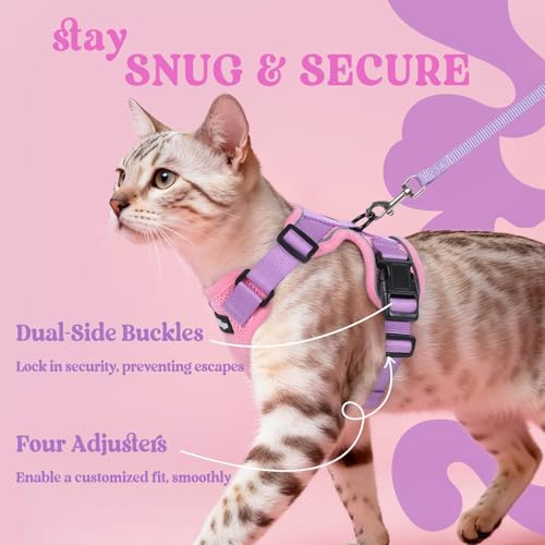 Image of rabbitgoo Cat Harness and Leash Set, Escape Proof Vest, Pink & Light Purple