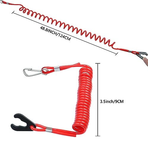 4 PCS Jet Ski Lanyard Boat Kill Switch Lanyard Tether Replace 6E9-82575-00 Compatible with Yamaha Outboard Mercury Tohatsu Honda Engine - Thumbnail 4