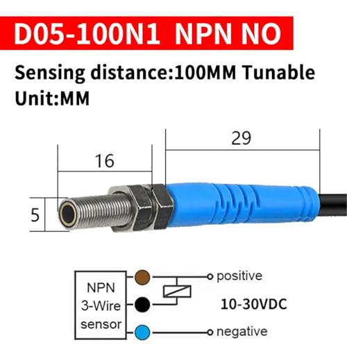 Capteur micro-diffuseur M3 M4 M5 M6 M8 à induction ponctuelle visible 24V D05-100N1