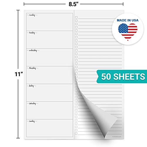 Image of 321Done Weekly Planner Notepad, 8.5x11 Inches, 50 Sheets, Monday Start | Made in USA - Weekly Plan Pad with Tear-Off To Do Checklist Column, Undated Days of the Week, Thick Bright White Paper
