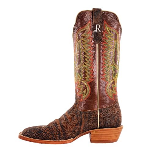 R. Watson Square Toe Cape Buffalo Western Boots, Cognac/Sierra Ranch3