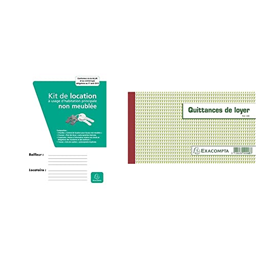 Exacompta 41E Kit dossier pour bail location non meublée & Réf. 43E - 1 Manifold Quittances de loyer 12,5x21cm 50 feuillets tripli autocopiants