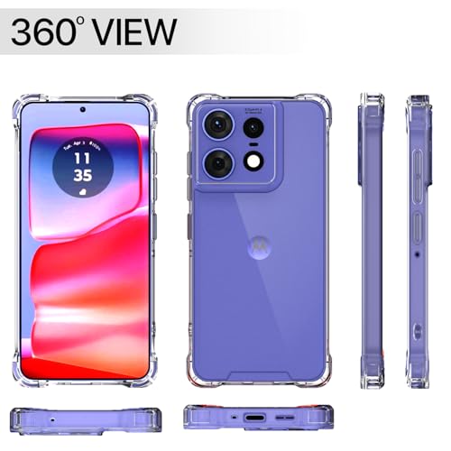 Image of Outlouders Back Cover for Motorola Moto Edge 50 Pro 5G Clear Transparent PC + TPU | Raised Edges | Shockproof Protection Bumper Case (Transparent)