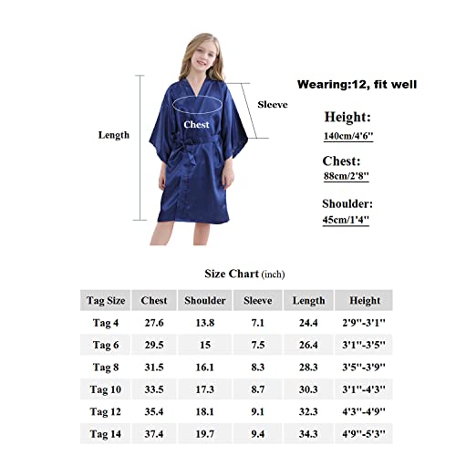 Sealinf Girls Silky Robe Kids Solid Color Kimono Sleeping Gown Bathrobe For Spa Birthday Parties Wedding Getting Ready (Black, Tag 10) #TOP5