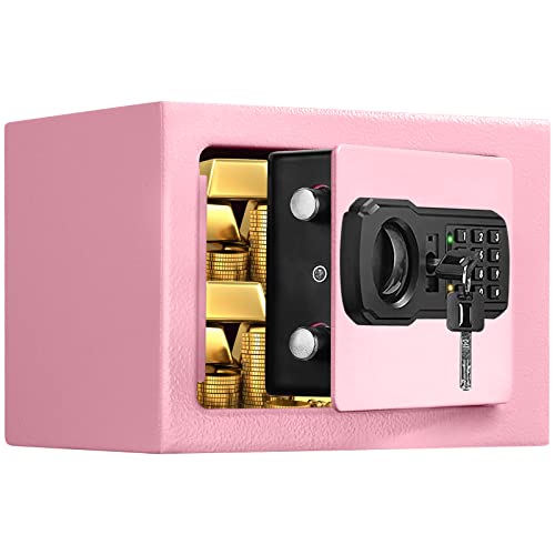 Fireproof Small Safe Box For Money, 0.23 Cu Ft Mini Fireproof Safe With Combination Lock, Digital Safe For Kids Home Hotels Business (Pink) #TOP4
