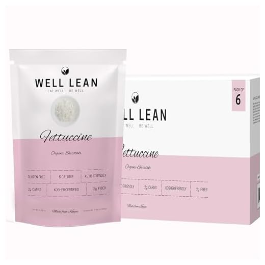 Organic Well Lean Fettuccine, 6 Pack, 9.52 oz, Premium Shirataki Konjac Pasta, Odor Free, Keto Friendly, Non Gmo, Ready to Eat, Low Calorie, Low Carb, Gluten Free, Soy Free, Vegan, Diet Food