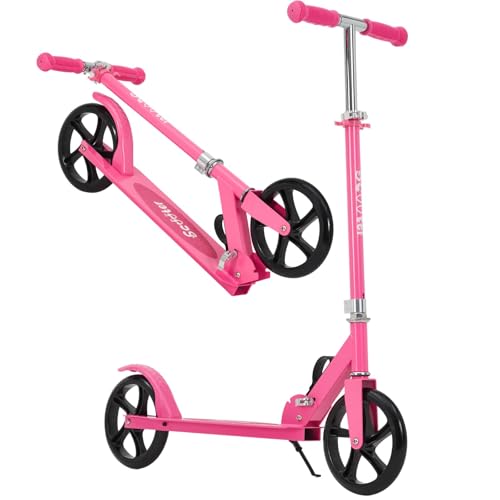GarveeMore Patinete Infantil Plegable de 2 Ruedas Grandes - Altura Ajustable en 4 Posiciones - Ligero y silencioso Principiantes y Equilibrio - para niños y niñas de 6+ años - Color