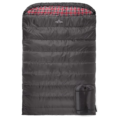 Teton Mammoth Queen Size Double Sleeping Bag- A Warm Bag The Whole Family can Enjoy – Great for Camping, Hunting and Base Camp. Compression Sack Included