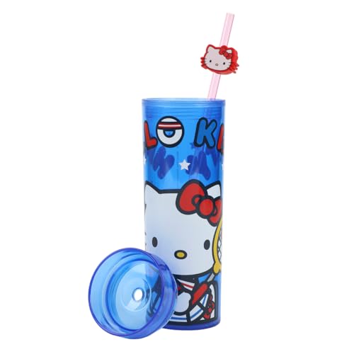 Gobelet Hello Kitty en plastique bleu avec paille le cadeau idéal - 3